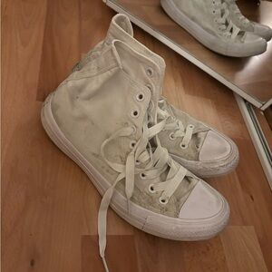High-Top Canvas Sneakers in Off-White